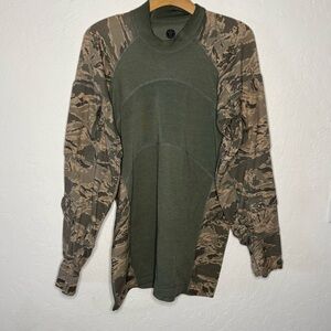 Wild Things‎ Shirt Men XL Green Combat Tactical Camouflage Military Elbow Pads